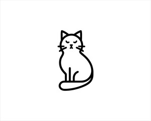 
Minimalist Cat line art logo design icon vector illustration. Animal logotype concept. Cat Outline logo.
