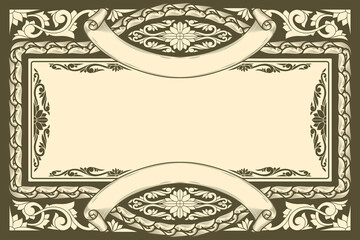 Decorative ornate retro floral blank card template