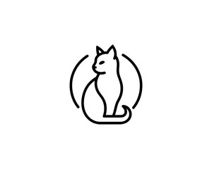 
Minimalist Cat line art logo design icon vector illustration. Animal logotype concept. Cat Outline logo.