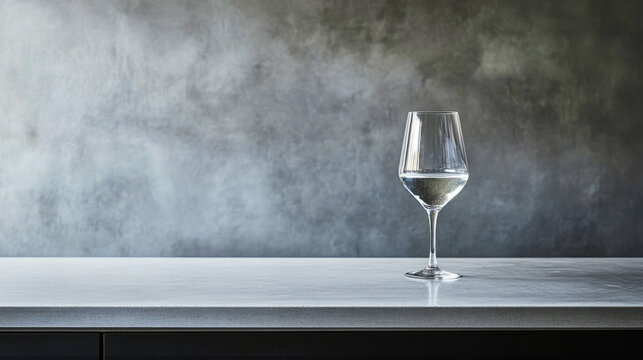 Minimalist presentation of mineral water in a modern setting highlighting purity and simplicity