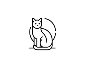 
Minimalist Cat line art logo design icon vector illustration. Animal logotype concept. Cat Outline logo.