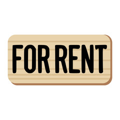 wooden sign board for rent building property flat color vector illustration template design