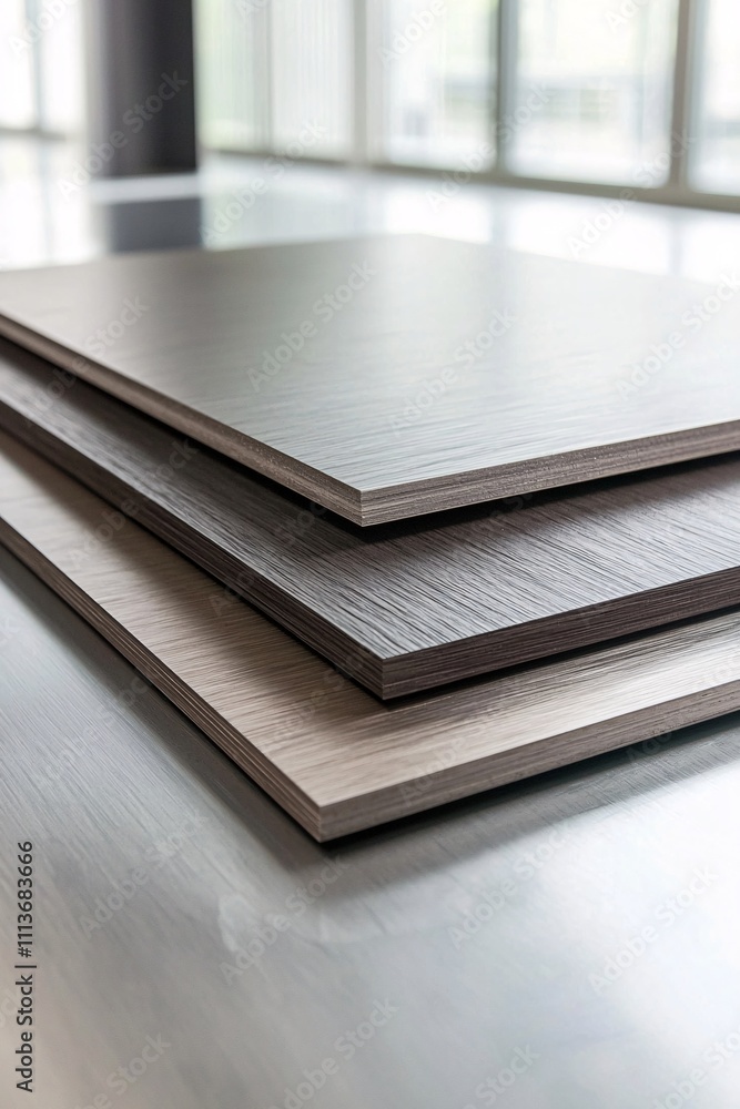 Poster various composite material samples displayed on a metallic surface, highlighting their versatility