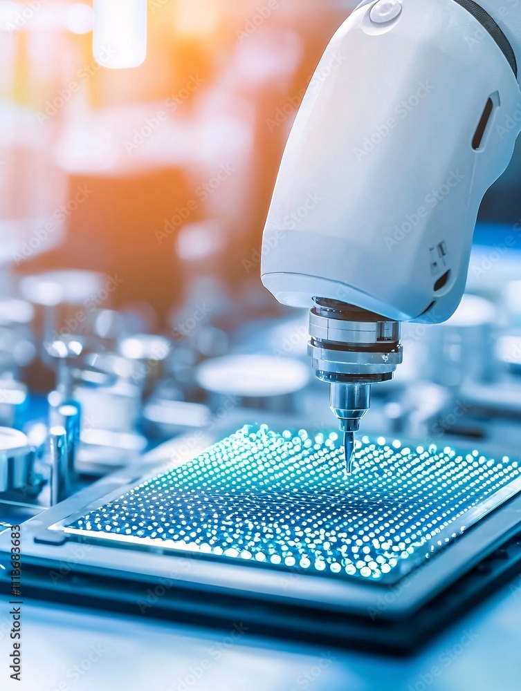 Aufkleber a robotic arm precisely assembling composite parts in an automated manufacturing facility