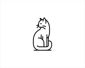 
Minimalist Cat line art logo design icon vector illustration. Animal logotype concept. Cat Outline logo.