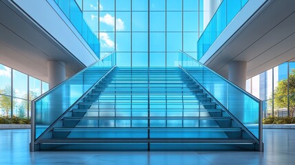 Obraz premium a set of stairs with glass railings