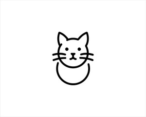 
Minimalist Cat line art logo design icon vector illustration. Animal logotype concept. Cat Outline logo.