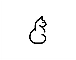 
Minimalist Cat line art logo design icon vector illustration. Animal logotype concept. Cat Outline logo.