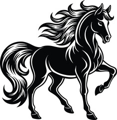 Rearing majestic horse silhouette illustration