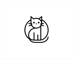 
Minimalist Cat line art logo design icon vector illustration. Animal logotype concept. Cat Outline logo.