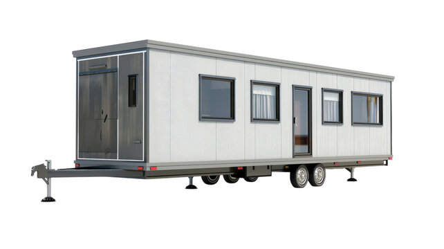 Detailed 3D Render of a Mobile Office Trailer for Remote Work Solutions