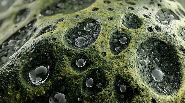 Green textured surface with water droplets