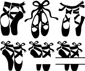 Ballet Shoes digital designs for printing or cutting © DownloadSVGFiles