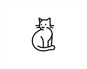 
Minimalist Cat line art logo design icon vector illustration. Animal logotype concept. Cat Outline logo.