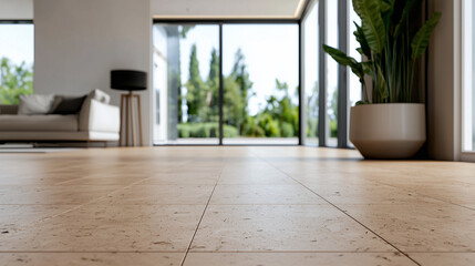 Cork flooring tiles displayed in a bright, modern interior setting