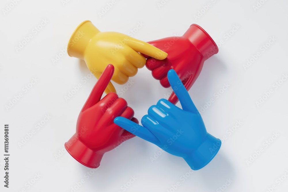 Aufkleber Four colorful hands forming a circle  symbolizing unity.