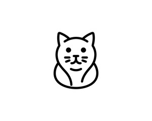Minimalist Cat line art logo design icon vector illustration. Animal logotype concept. Outline cat logo.