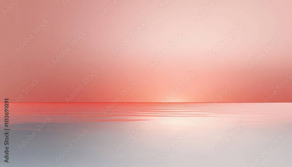Poster minimalist abstract design with coral background soft lighting reflective surface serenity