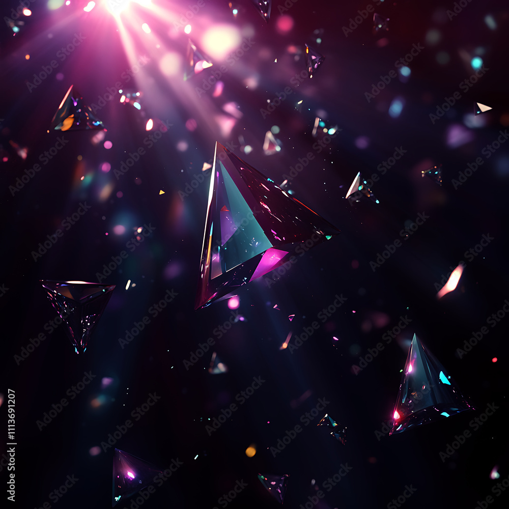 Poster abstract geometric shapes with vibrant colors. a captivating digital image showcasing a dynamic inte