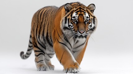 Obraz premium a tiger walking on a white background