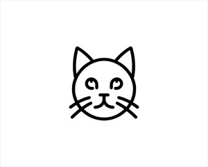 Minimalist Cat line art logo design icon vector illustration. Animal logotype concept. Outline cat logo.