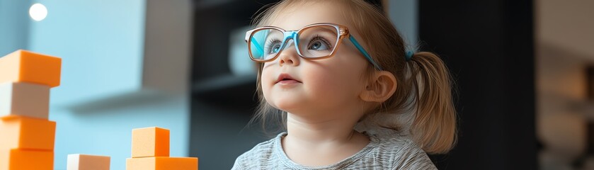A toddler playing with safe, lightweight foam building blocks