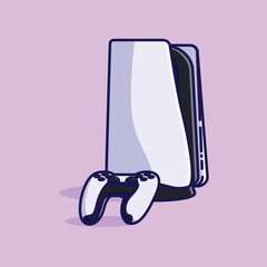Simple game console and controller playstation 5 cartoon vector illustration Collection of game console concept icon isolated © Satisfactoons