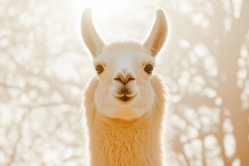 Obraz premium Whimsical Llama Portrait Celebrating National Llama Day, Easter, and Valentines Day in Bright Nature Setting