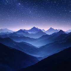 Fototapeta premium Majestic Night Mountain Range Under Starry Sky