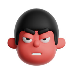 3d angry icon emoji. Mad, bad mood face emoticon isolated on transparent background