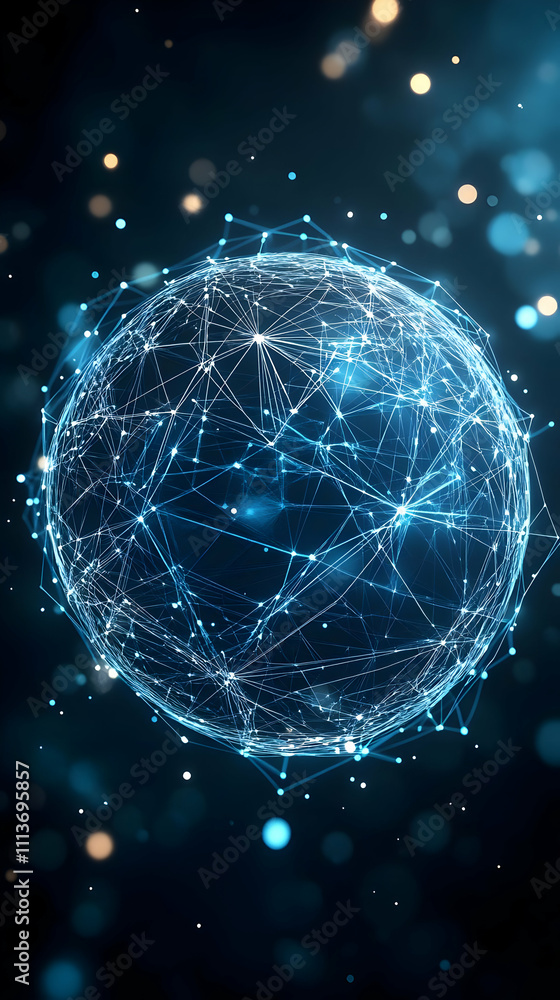 Poster A digital representation of a connected globe, symbolizing global networking and technology.