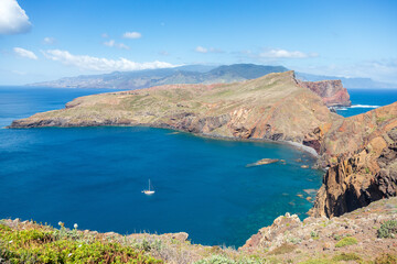  landscape along the vereda da Ponta de Sao Lourenço in Madeira, portugal