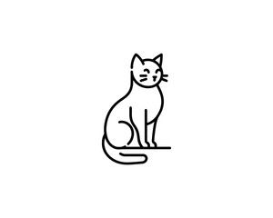 Minimalist Cat line art logo design icon vector illustration. Animal logotype concept. Outline cat logo.