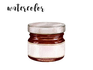 Hand-Painted Watercolor Fig Jam in Glass Jar Illustration