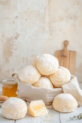 Fototapeta premium Celebrating National Lard Day Cozy Kitchen with Fresh Biscuits, Honey & Thanksgiving Baking Mood