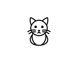 Minimalist Cat line art logo design icon vector illustration. Animal logotype concept. Outline cat logo.