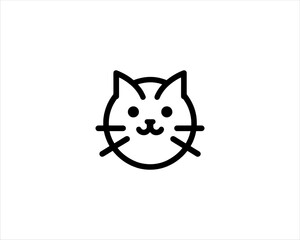 Minimalist Cat line art logo design icon vector illustration. Animal logotype concept. Outline cat logo.