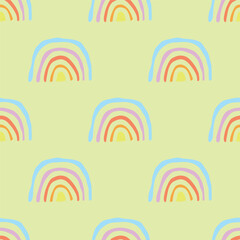 Seamless pattern with rainbow doodle for decorative print, wrapping paper, greeting cards, wallpaper and fabric