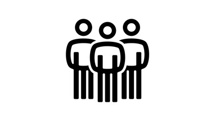 standing human group, black isolated silhouette