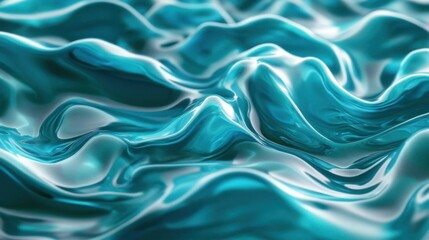 Obraz premium Abstract Turquoise Liquid Waves: A Study in Movement and Flow