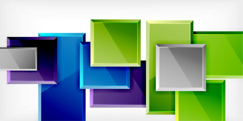 Glass toy style square shapes abstract design. Vector Illustration For Wallpaper, Banner, Background, Card, Book Illustration, landing page