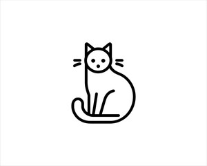 Minimalist Cat line art logo design icon vector illustration. Animal logotype concept. Outline cat logo.