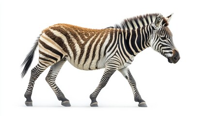 Fototapeta premium a zebra walking on a white background