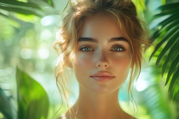 Fototapeta premium Portrait of Beautiful Confident Hispanic Businesswoman in Modern Office Natural Light Soft Focus