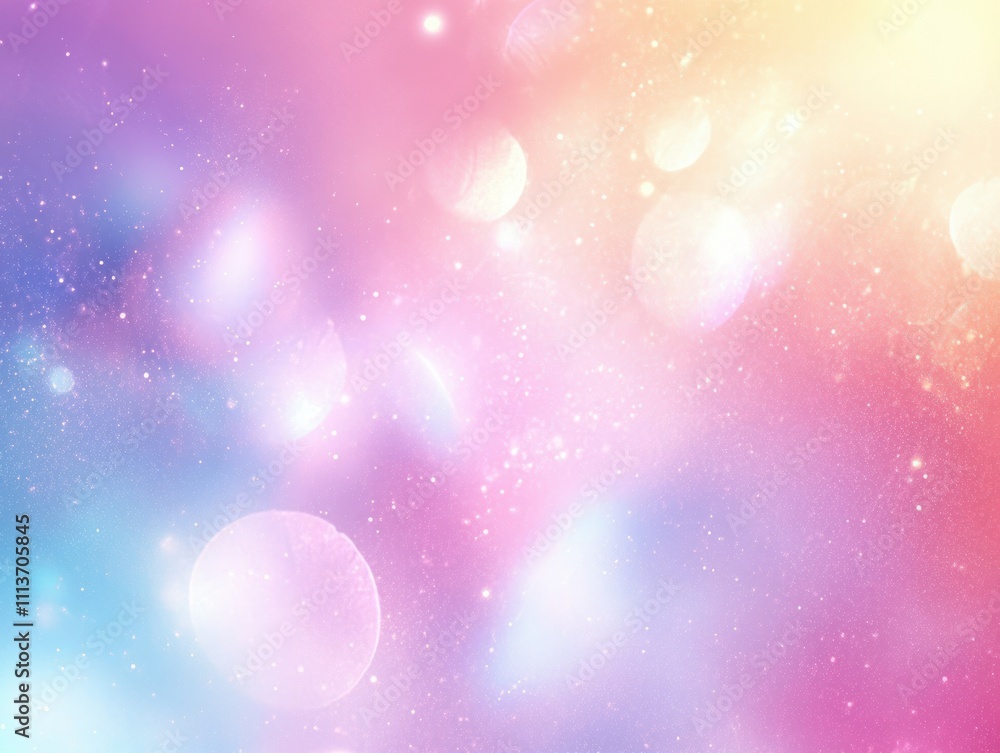 Aufkleber sparkling flash background with bokeh and gentle light rays in pastel colors