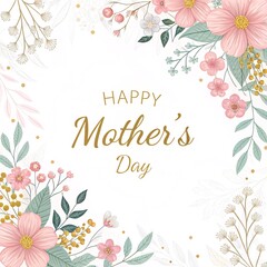 Happy Mother's Day - Minimal Floral Background