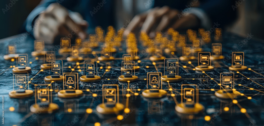 Aufkleber global business network and crm concept with customer connection