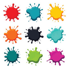 Set of colored splashes paint vector illustration