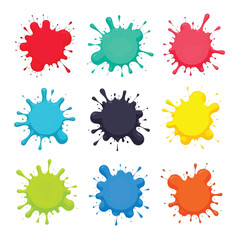 Set of colored splashes paint vector illustration