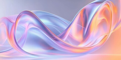 Fototapeta premium Surreal Transparent Swirling Shapes Soft Pastel Lighting Modern Digital Art Abstract Composition